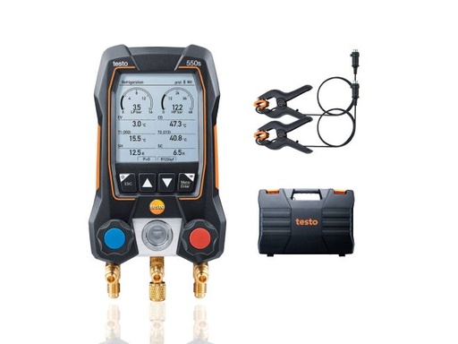 [0564 5501] Kit Básico testo 550s - Manifold digital inteligente com sondas de temperatura por cabo fixo