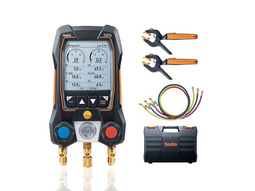 [0564 5503] Kit Smart do testo 550s com mangueiras de vácuo -Manifold digital inteligente com sondas de temperatura sem fio com mangueira
