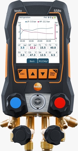 [0564 5581] testo 558s - Manifold digital com bloco de válvulas de 4 vias e tela touchscreen intuitiva